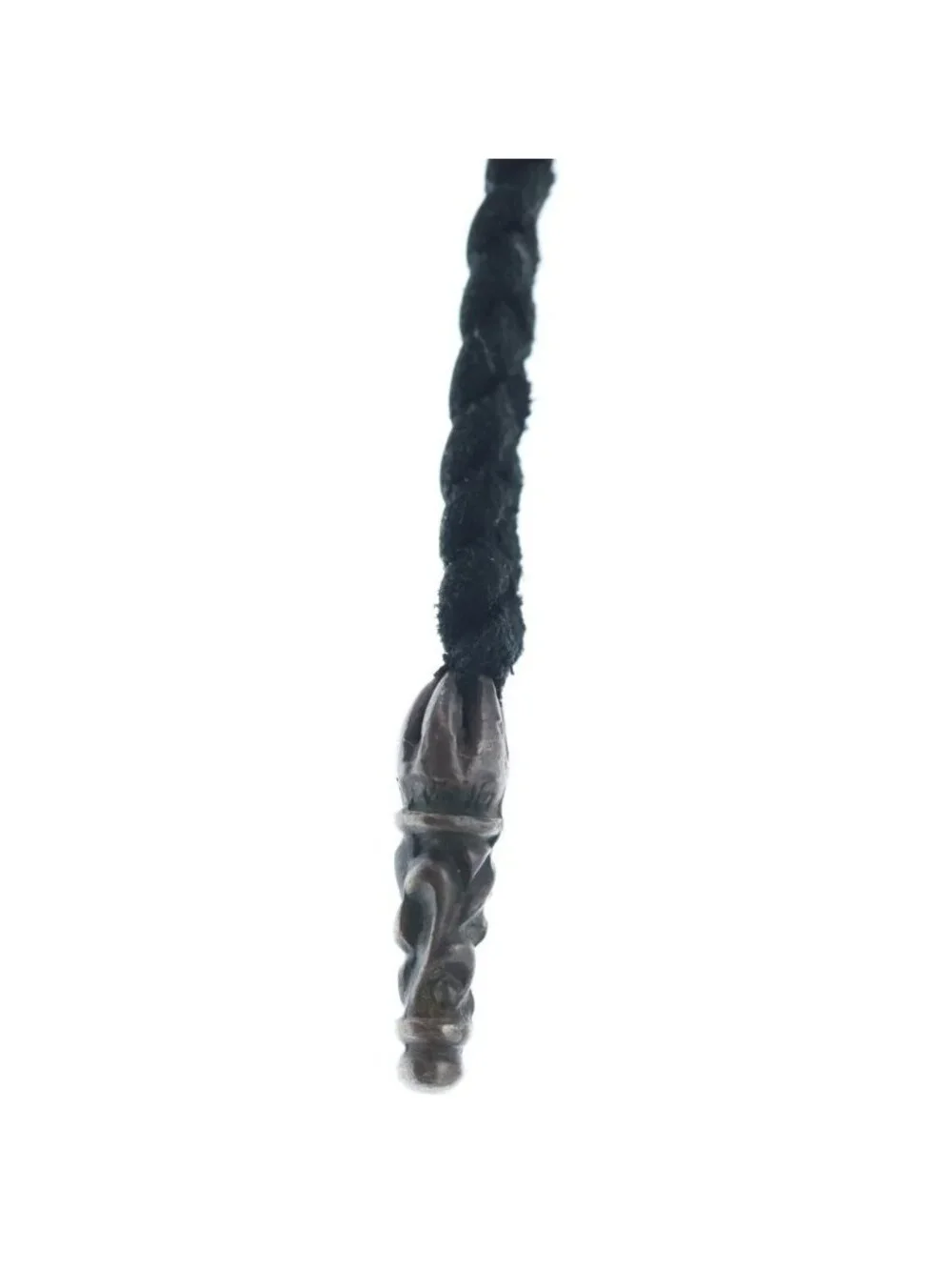 Chrome Hearts Leather Braid Scroll Blade Silver Necklace